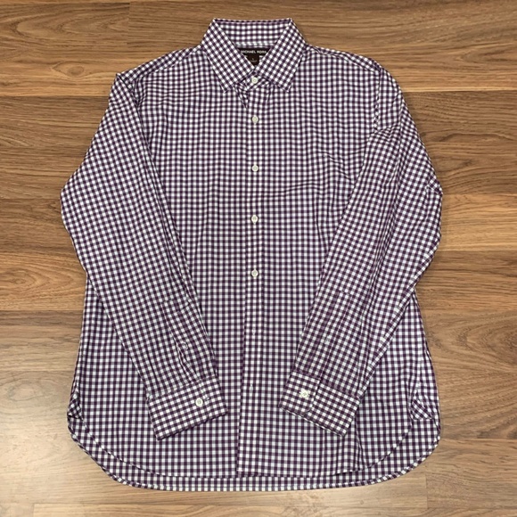 Michael Kors Classic Fit Checkered Dress Shirt L - Picture 2 of 6